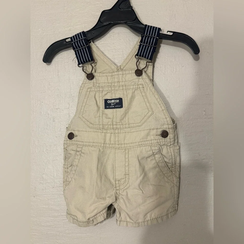 OshKosh B'gosh Beige Short Overalls Size 6 Months